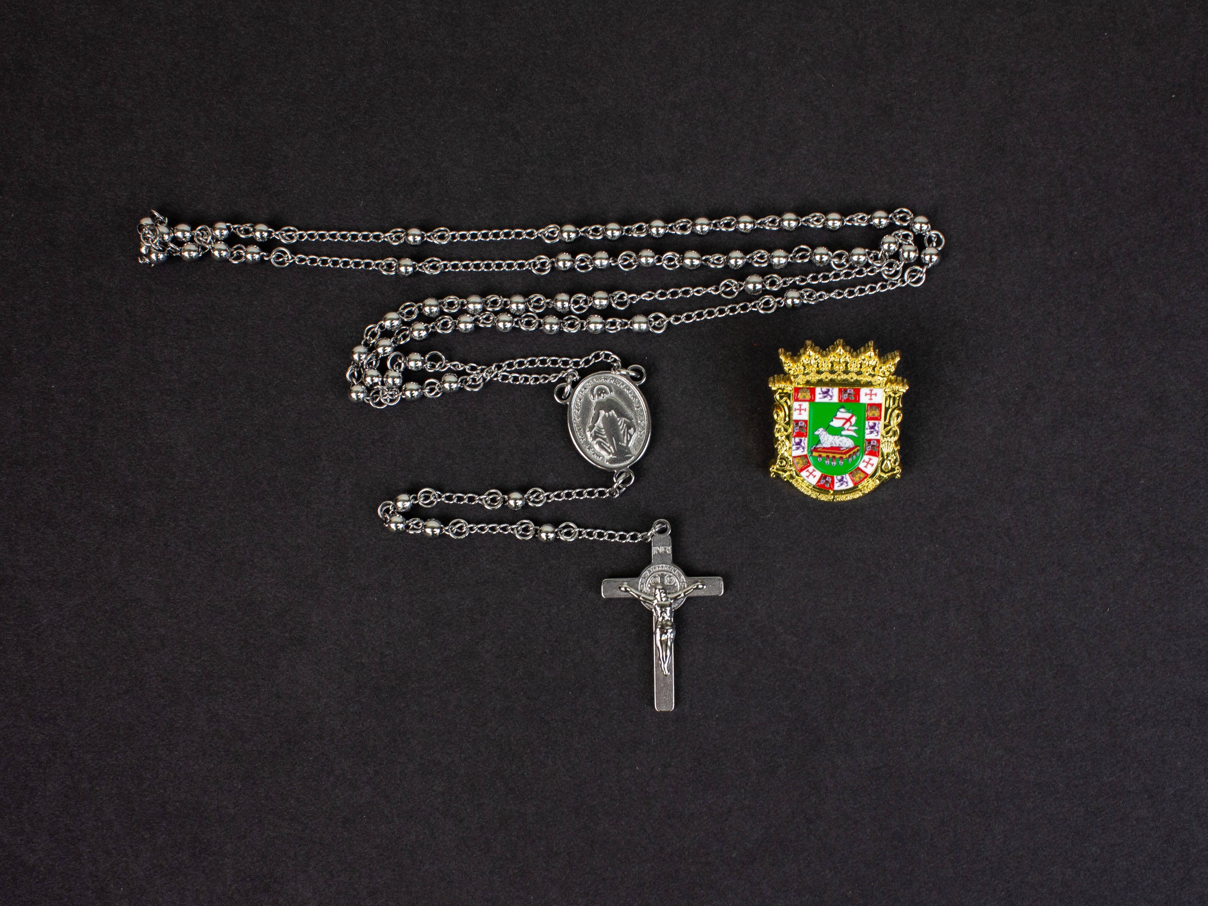 a rosary made out of steel