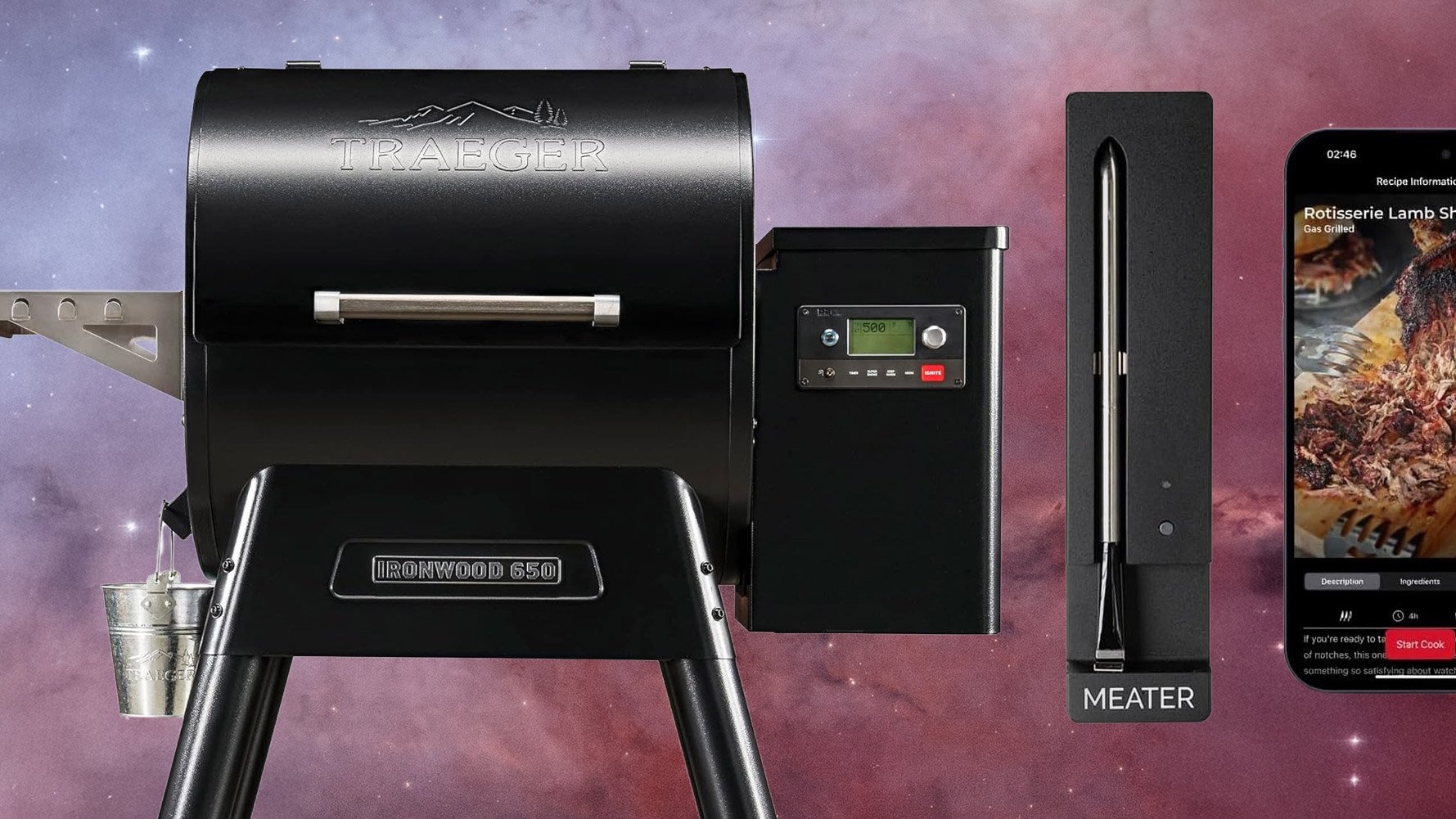 Meater thermometer and traeger grill