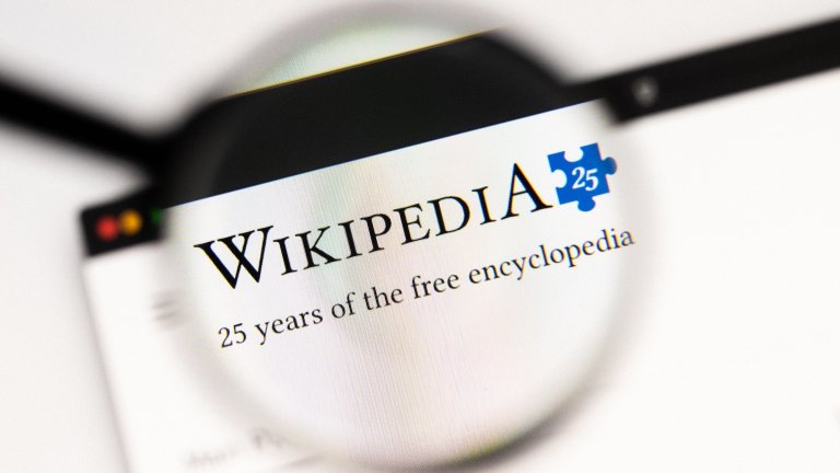 Closeup of Wikipedia website on a laptop screen.