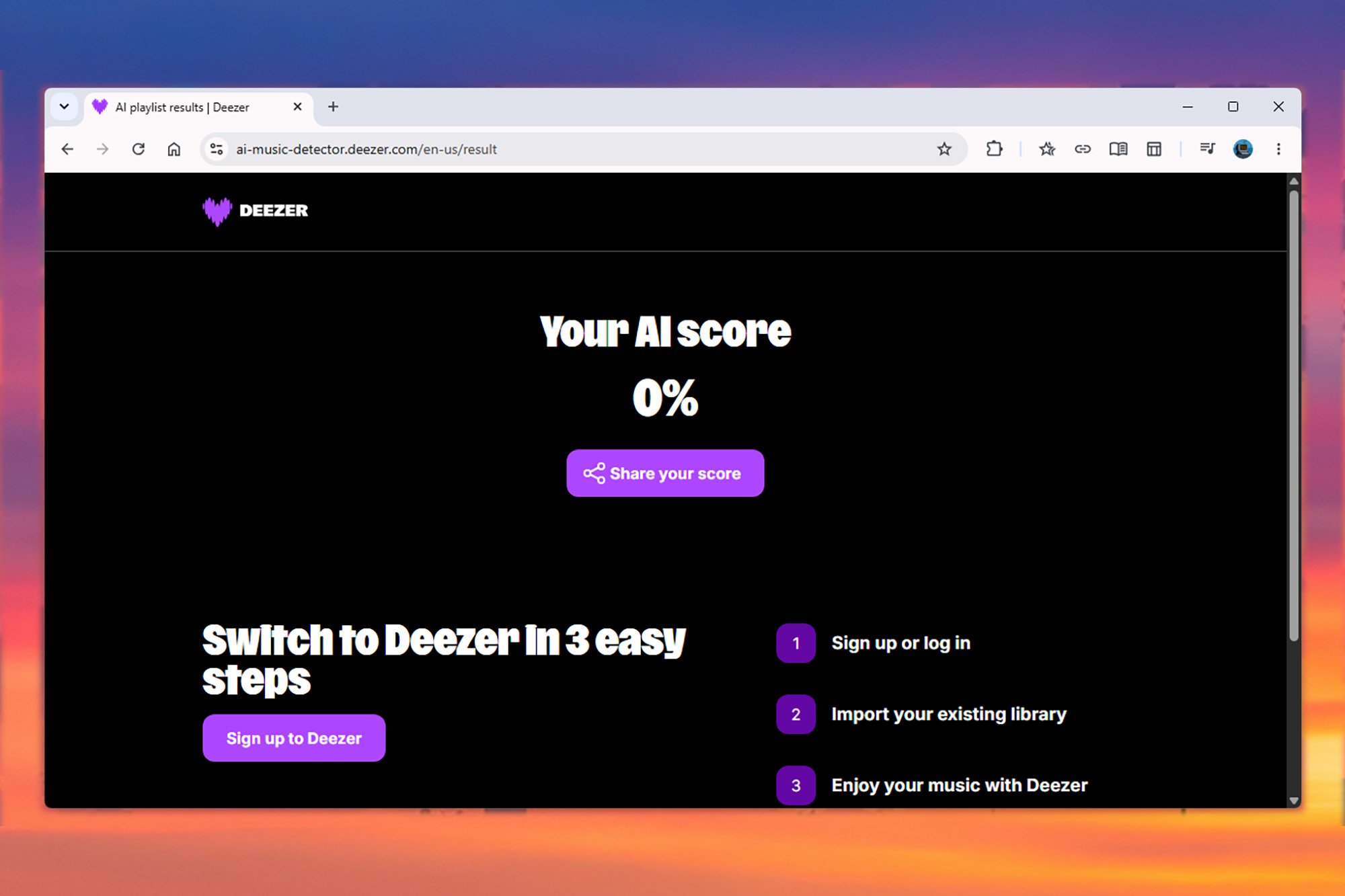 A screenshot of the AI song detector plugin's score