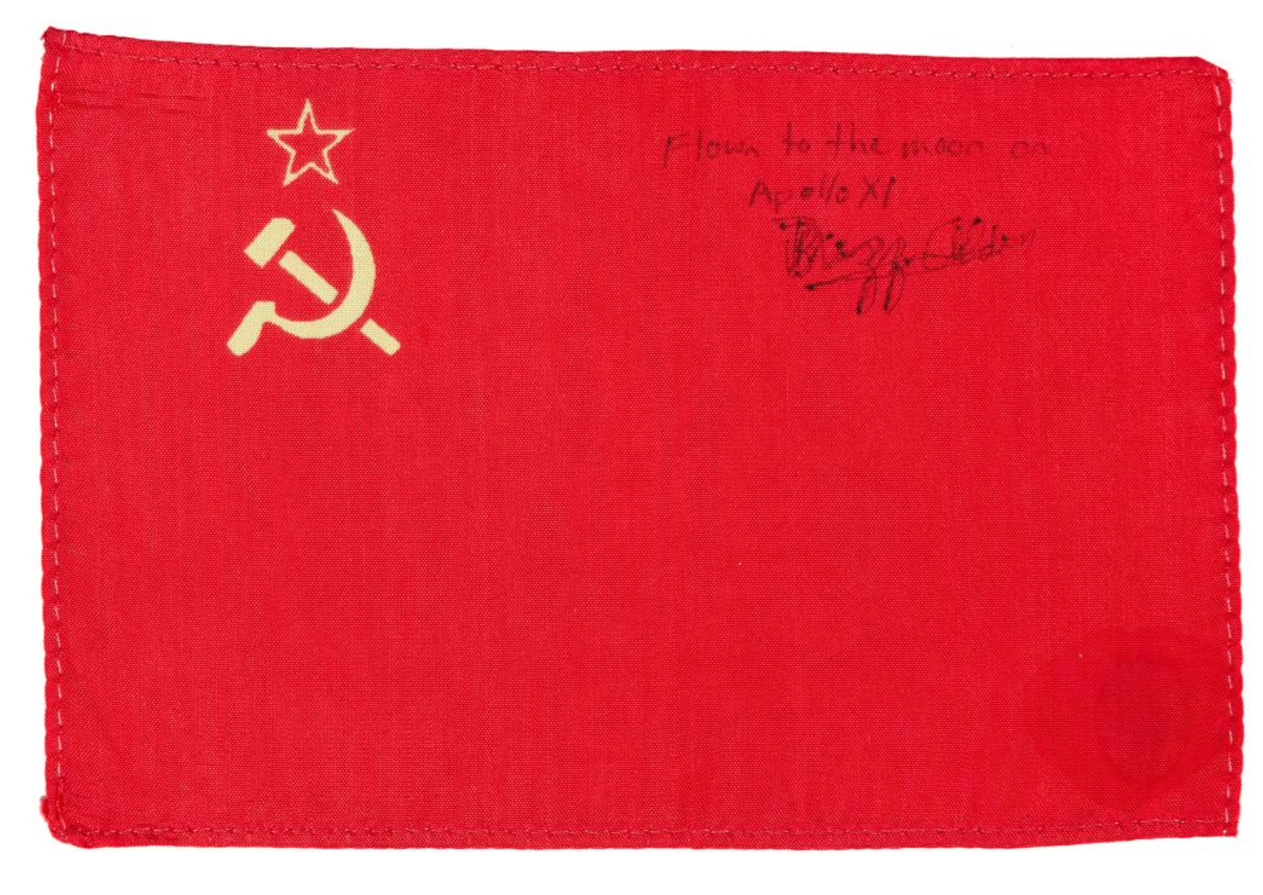 a red USSR flag that was flown in space