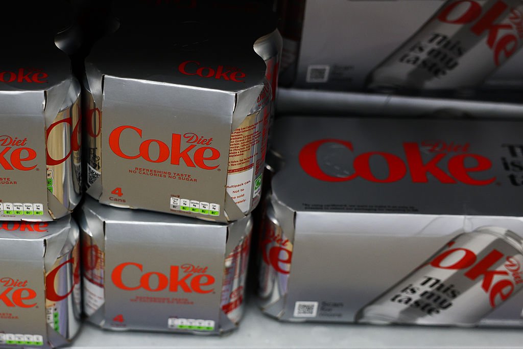 Diet Coke packages are seen at a grocery store in London, Great Britain.