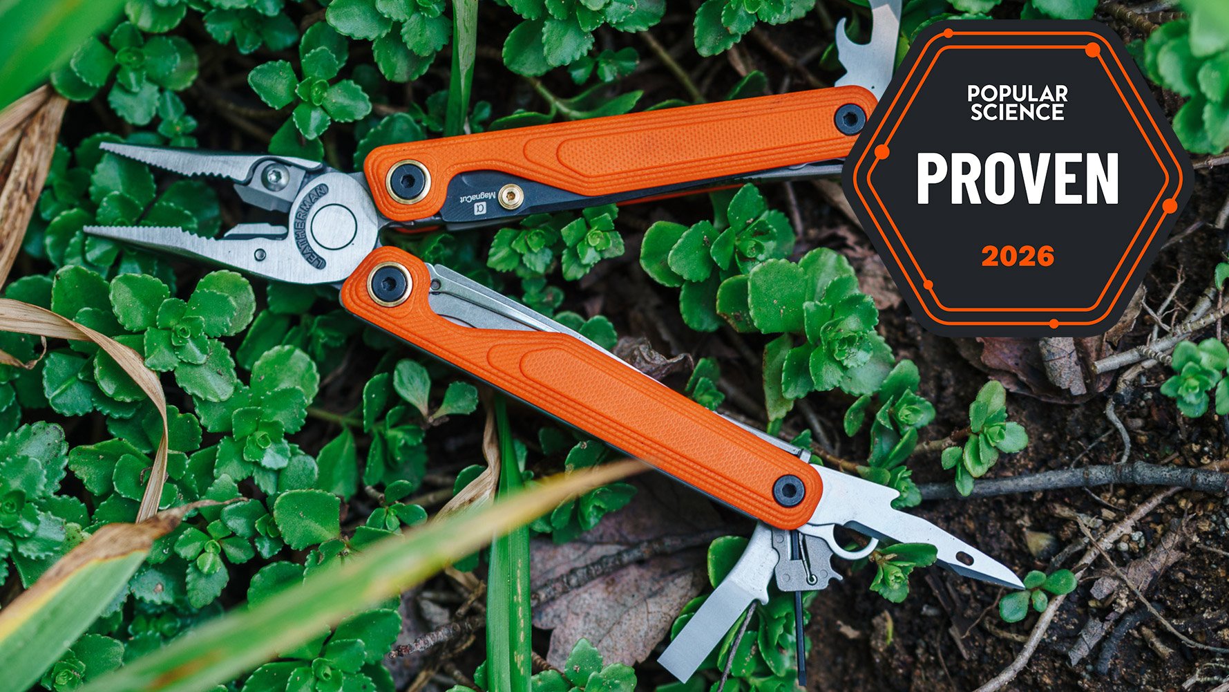 Leatherman Wave Alpha with tools deployed in a bush