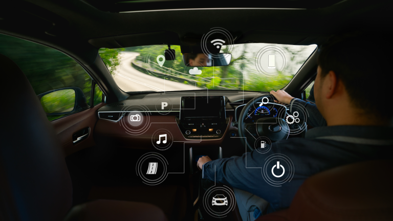 a car dashboard with several smart features
