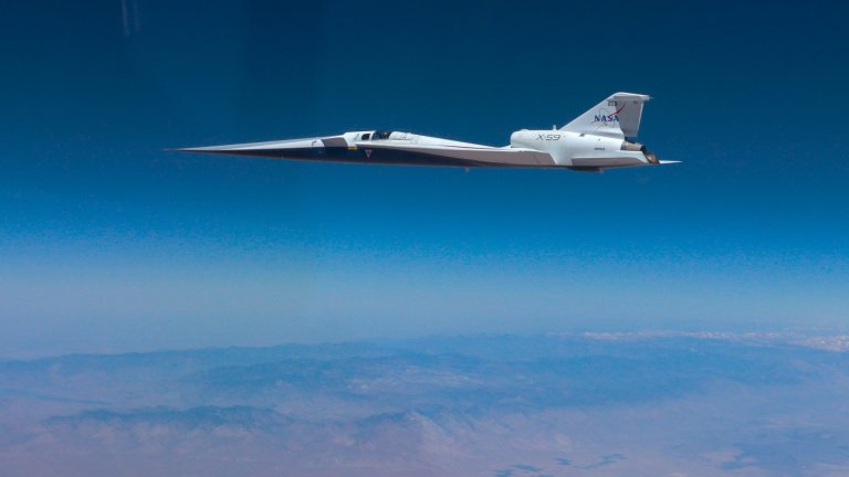 X-59 supersonic plane flying