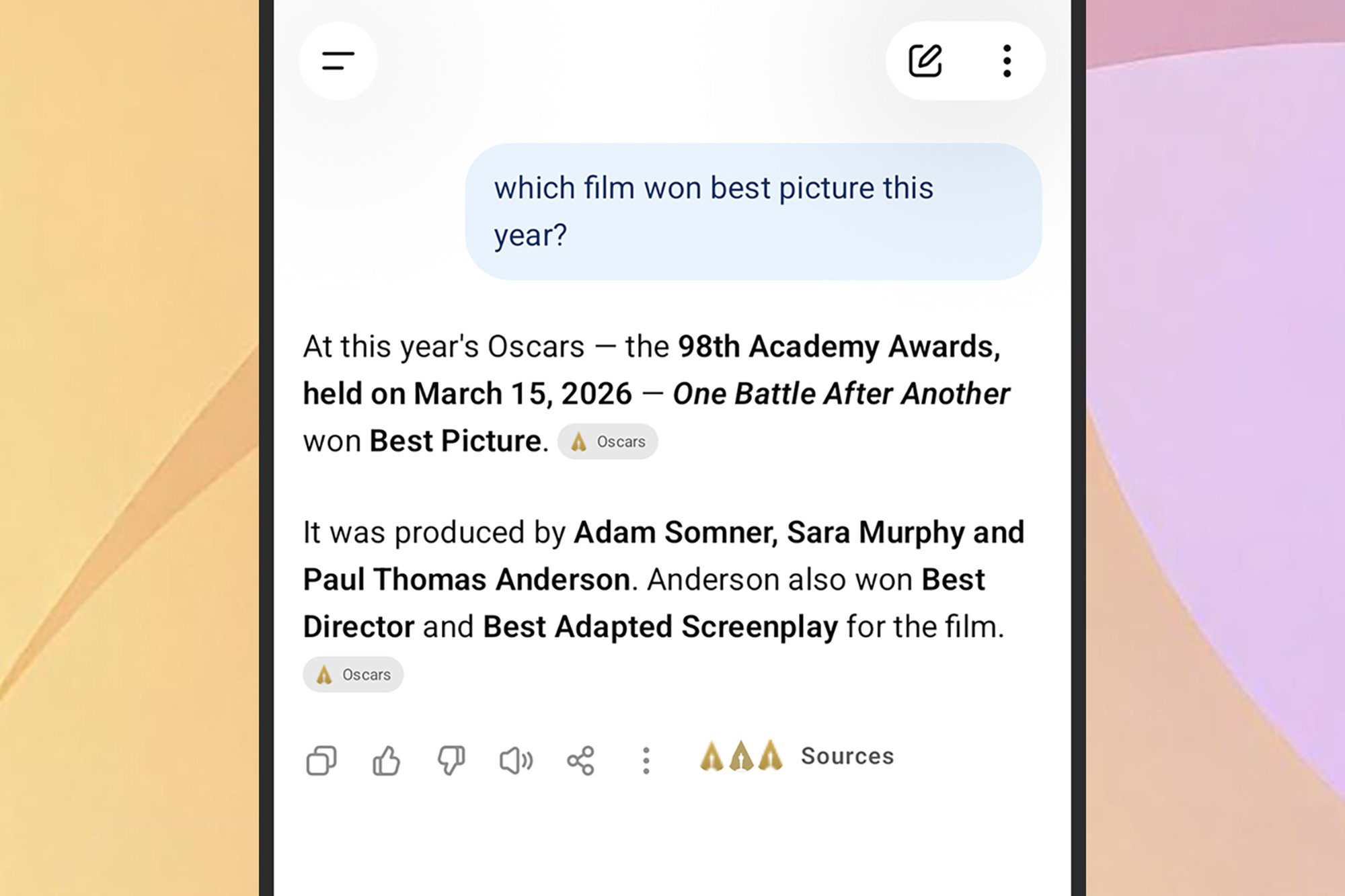 A screencap of an AI search