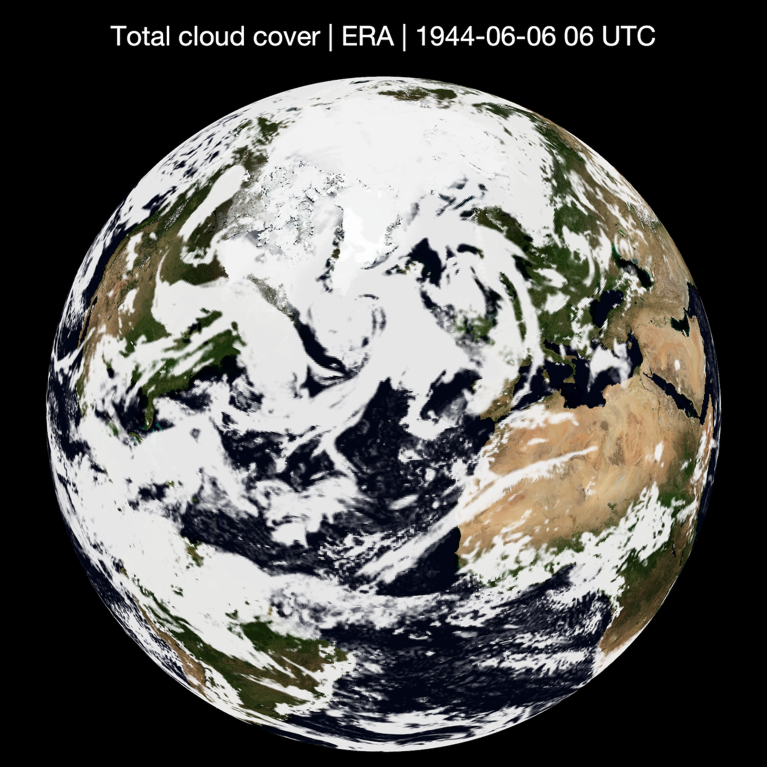 Reanalysis allowed meteorologists to accurately recreate the cloud cover across Britain, the English Channel, and France on June 6, 1944. Credit: University of Reading