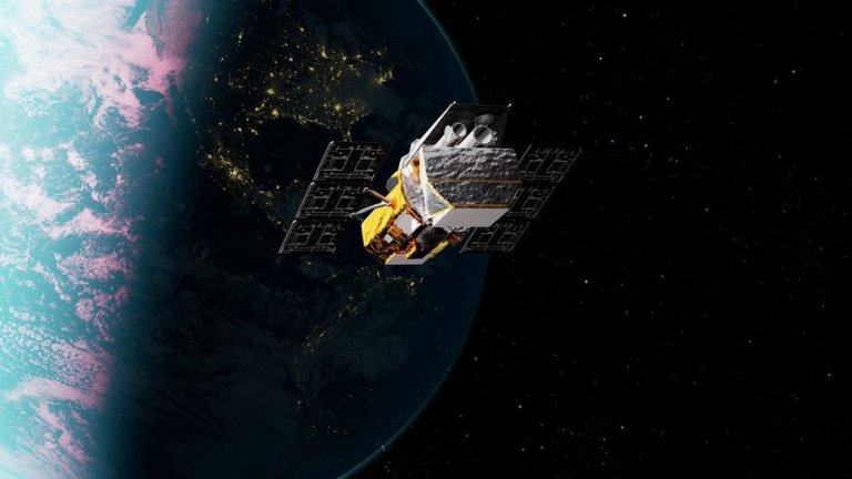 Artist's illustration of Swift Observatory orbiting Earth in space