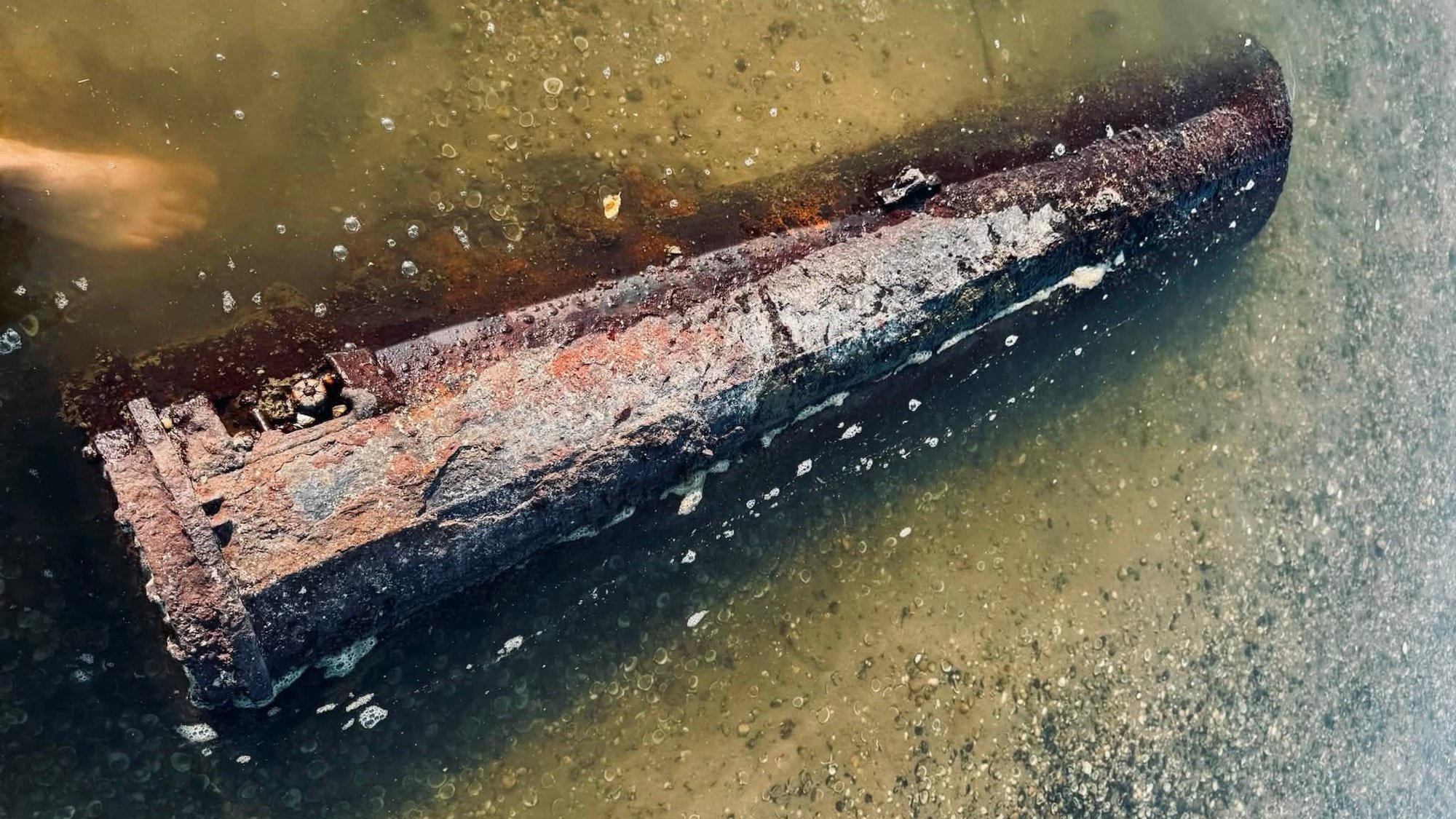 RAF WWII mine submerged in Danube River