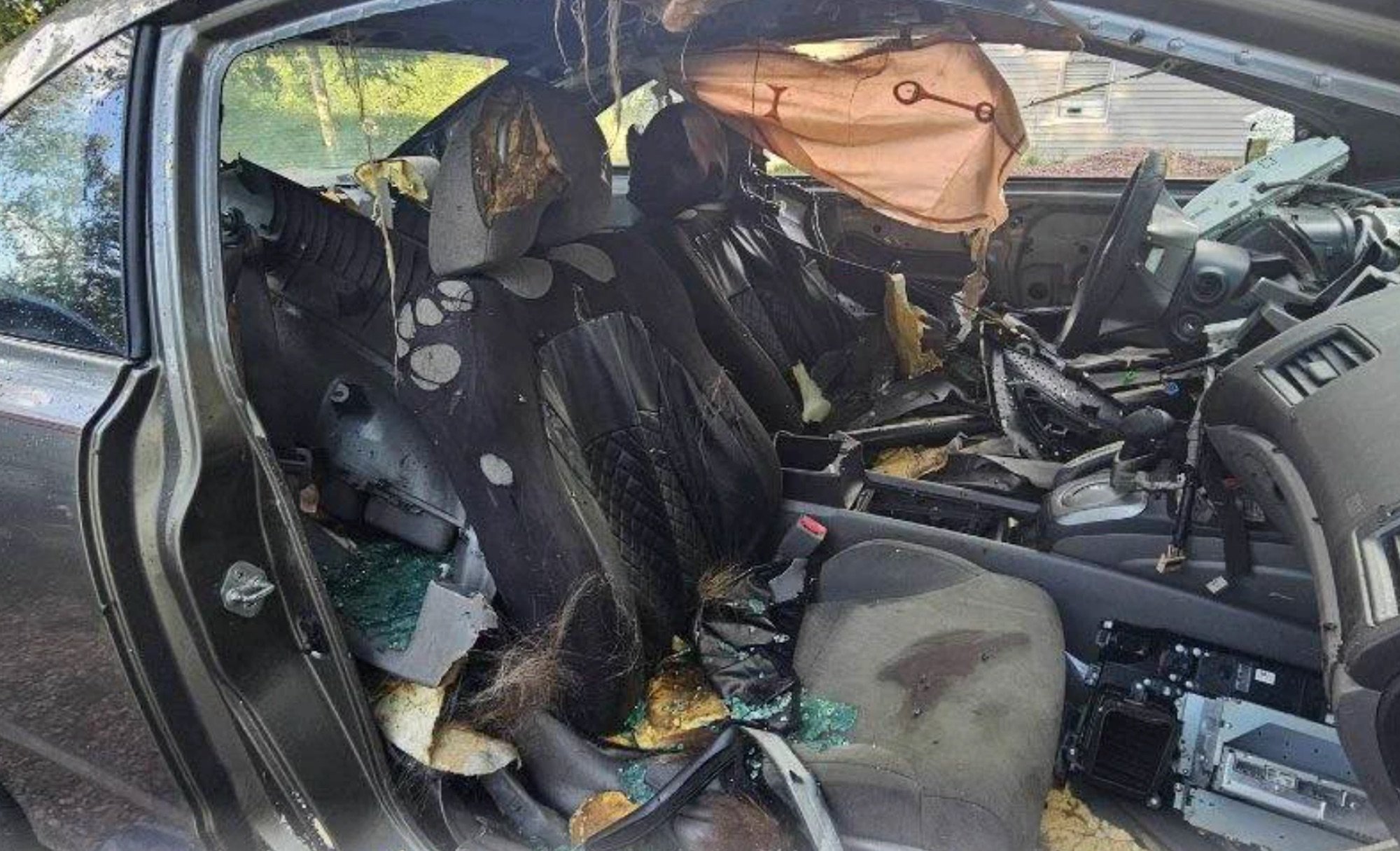car interior ripped apart