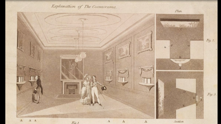 An illustration of a cosmorama, taken from the women's magazine, La Belle Assemblee.
