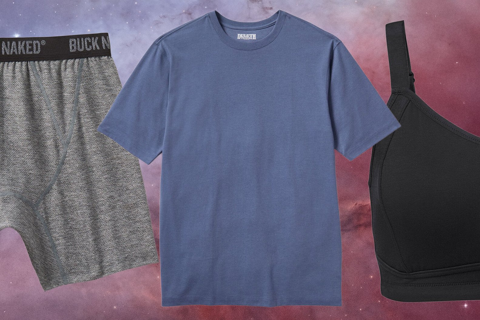 Duluth Trading Company basics on sale in front of space