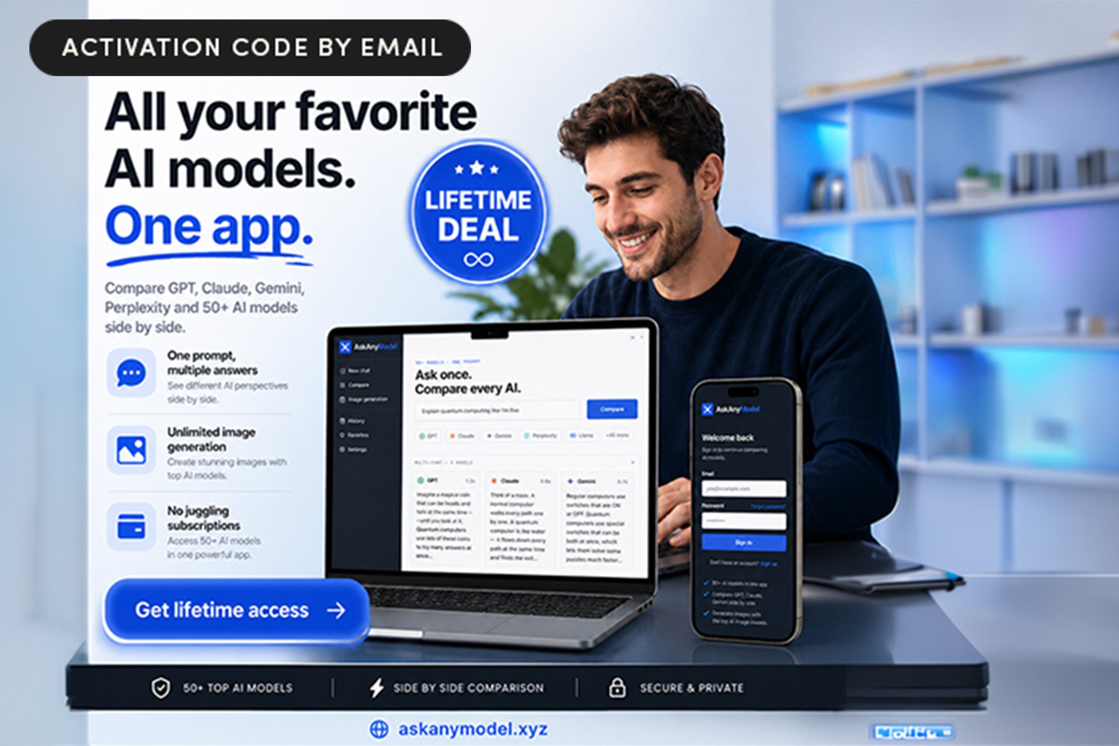 Inside image for access 50 top ai models from one platform for life Stack Commerce sponsored deal