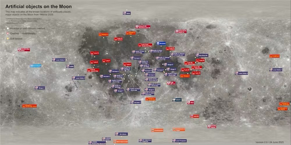 map of things left on the moon
