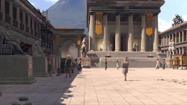 video game-esque recreation of pompeii's main forum