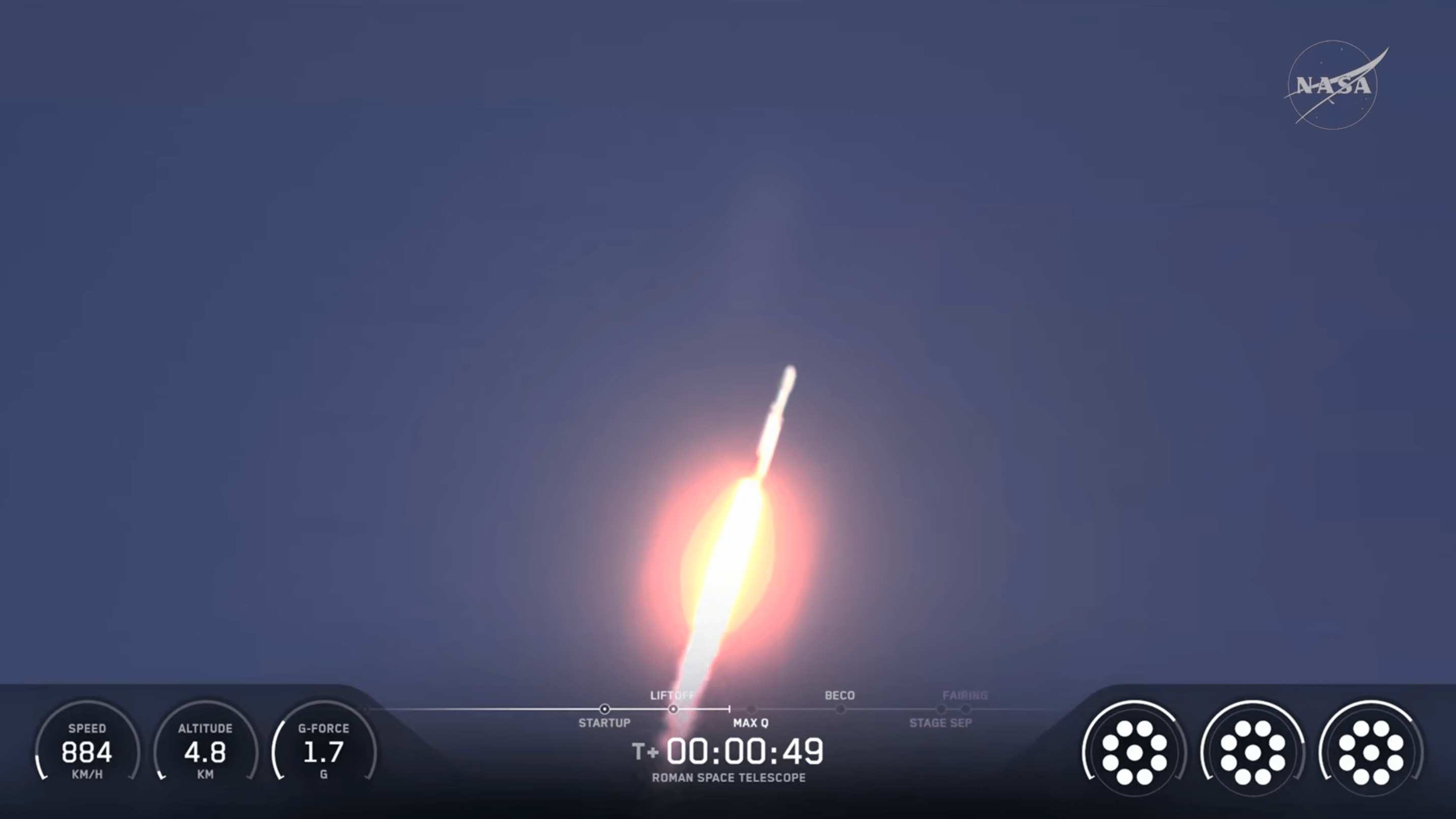 a white rocket launching a 
