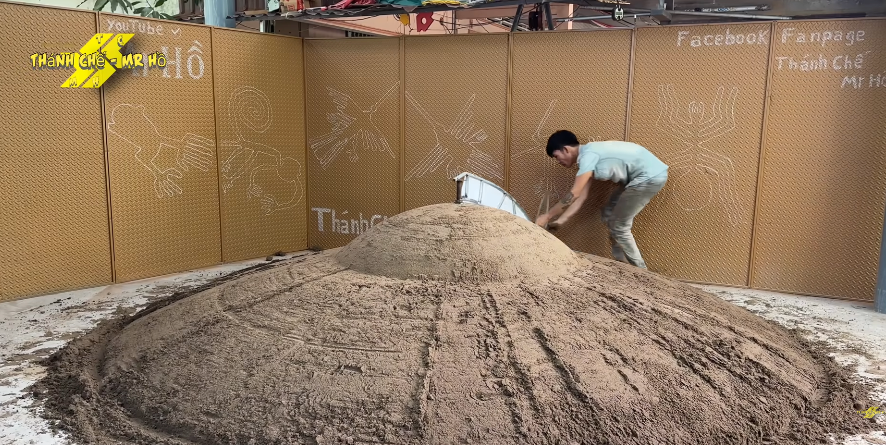 a pile of sand shaped like a flying saucer