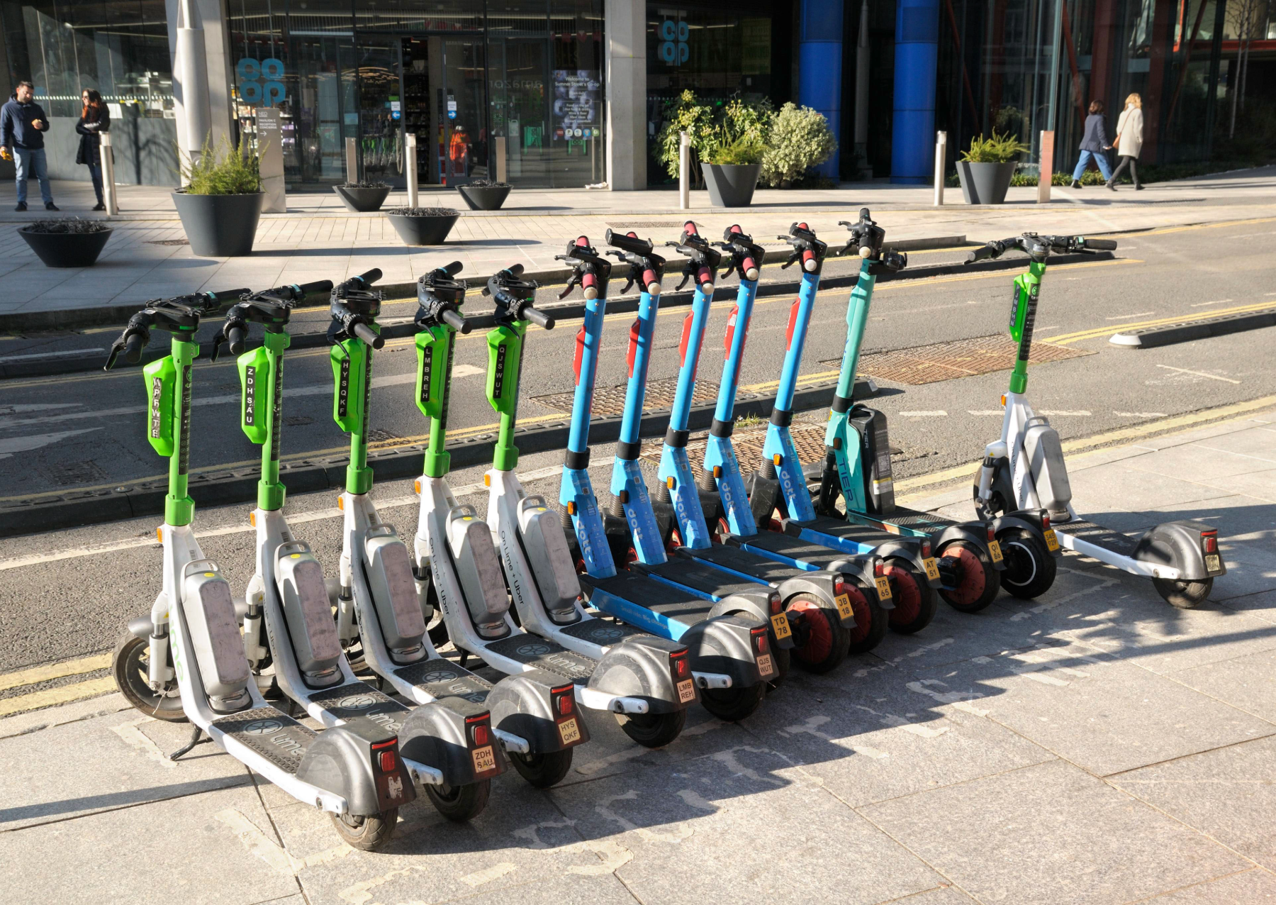 a group of scooters in london