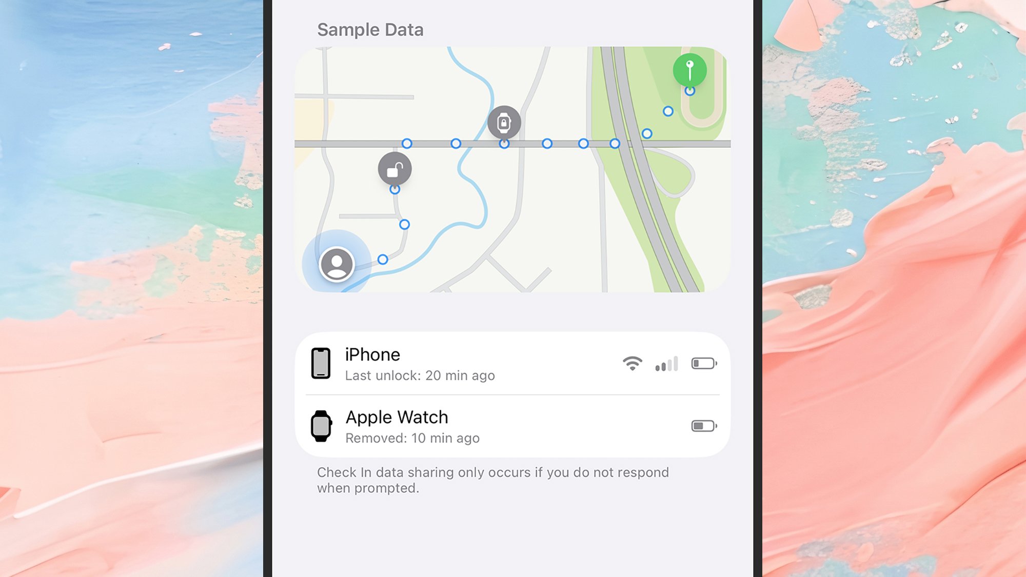 iOS check in app on a phone screen