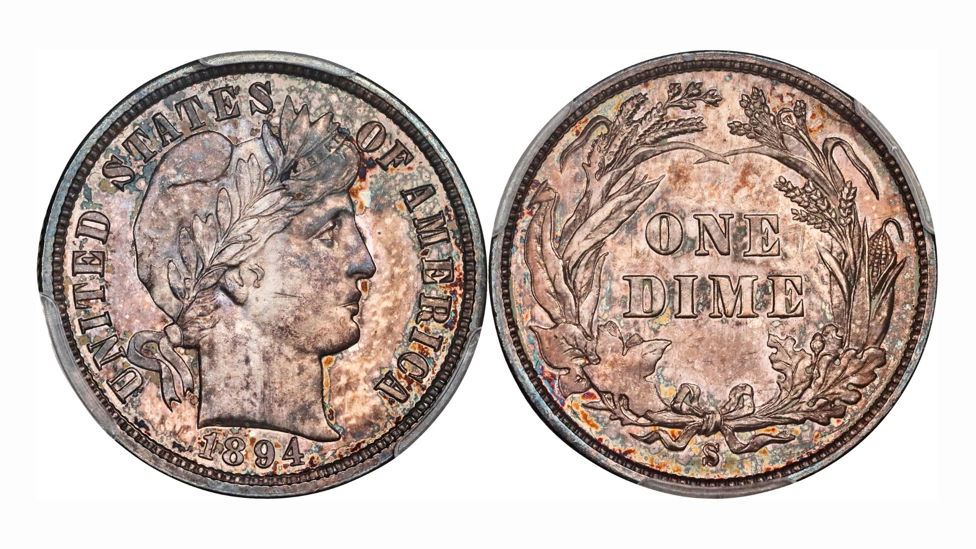 Front and back of 1894 Barber Dime
