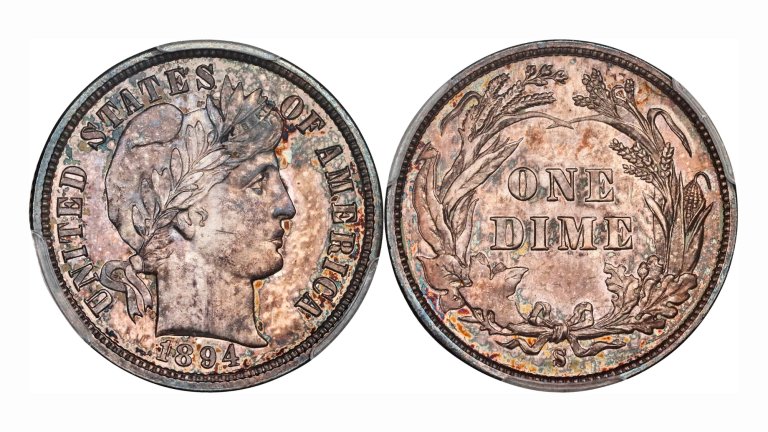 Front and back of 1894 Barber Dime