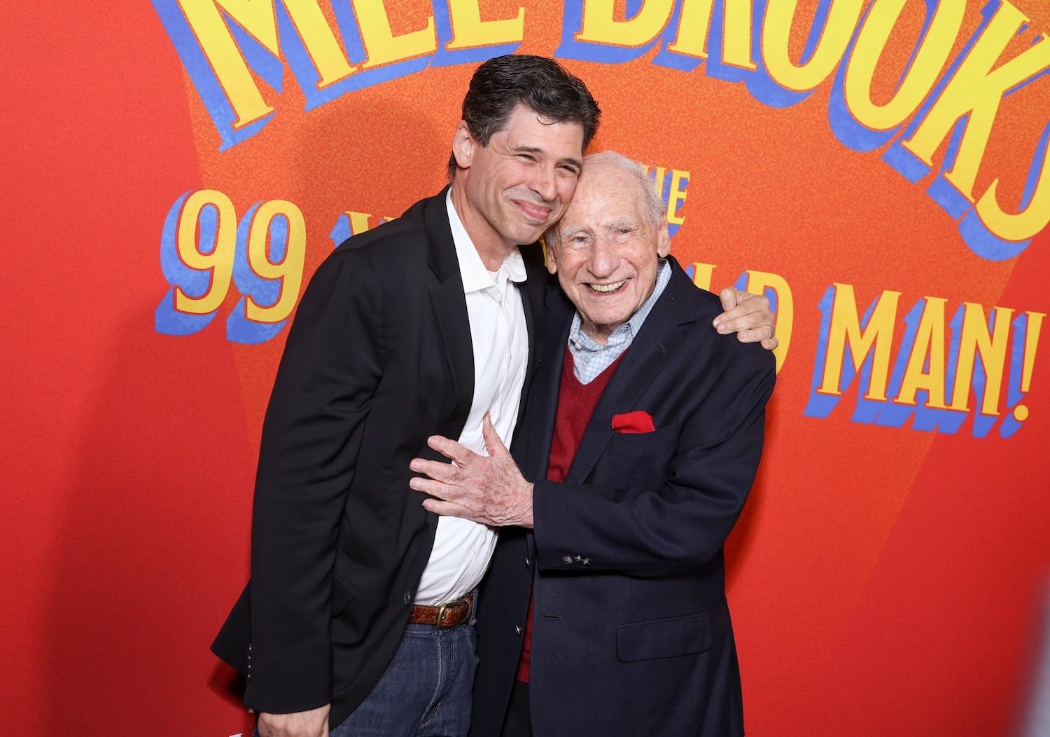 Max Brooks and Mel Brooks at the Los Angeles premiere of HBO Documentary Films' "Mel Brooks: 99 Year Old Man!" held at the Tedd Mann Theater at The Academy Museum on January 20, 2026 in Los Angeles, California. (Photo by Chad Salvador/Variety via Getty Images)