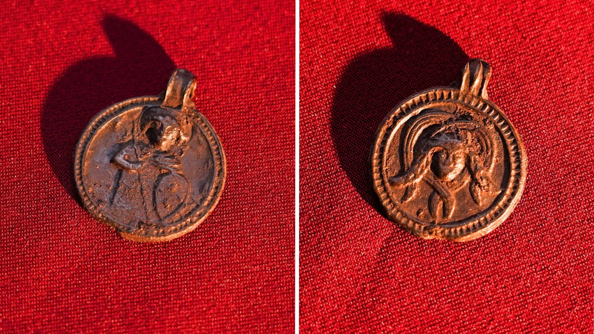 Medieval Russian talisman depicts Christian warrior saint and Medusa