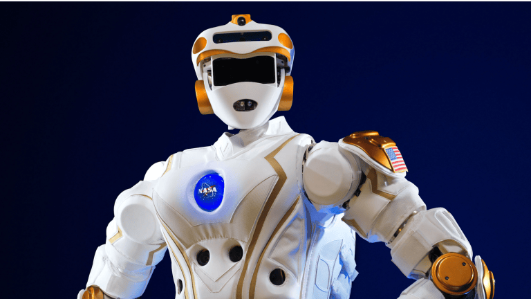NASA Valkyrie bipedal robot with arms on its hips