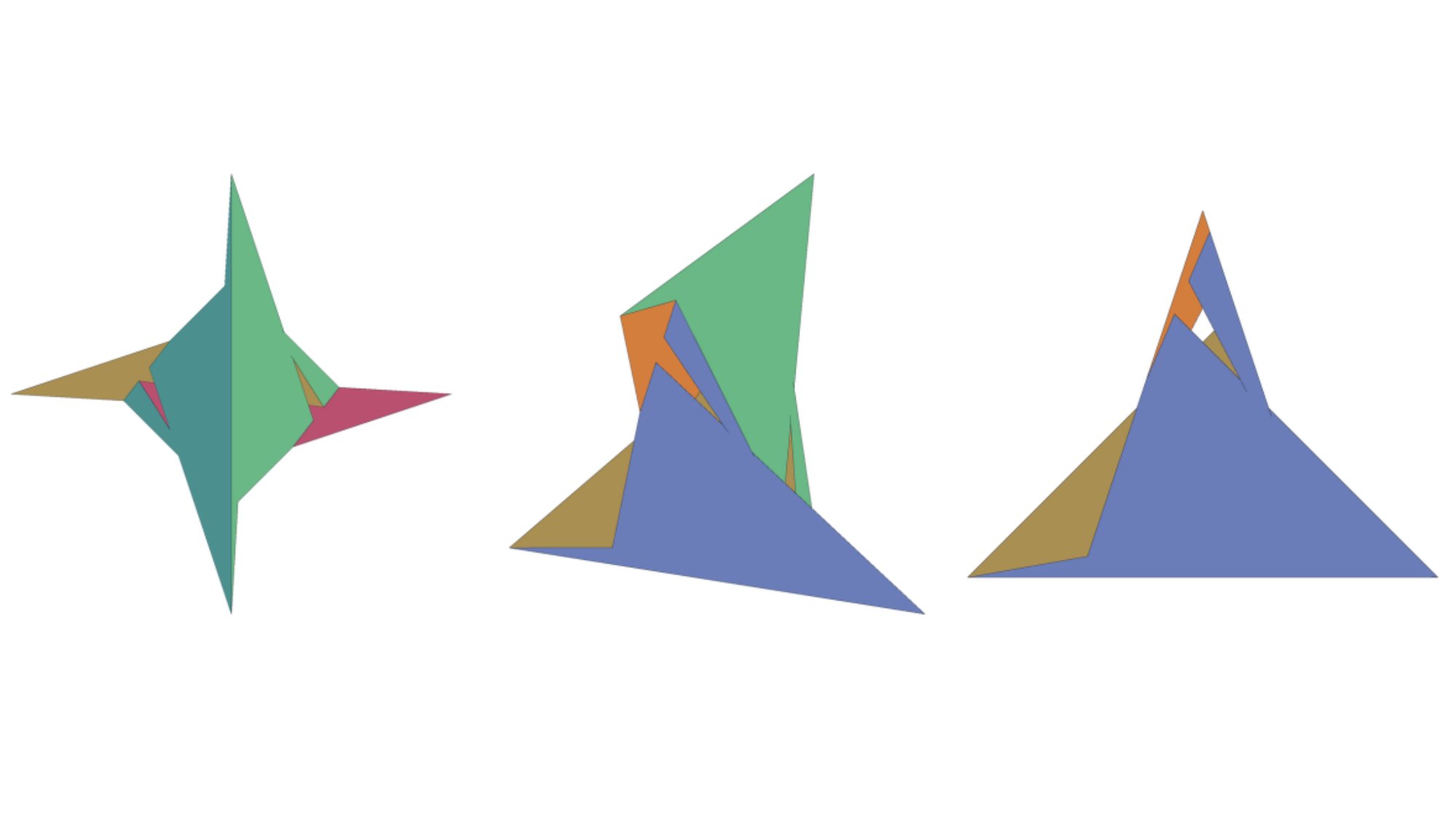 Three angles depicting genus-3 polyhedron shape