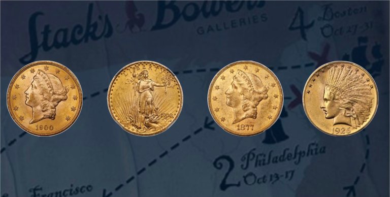 four coins on a map