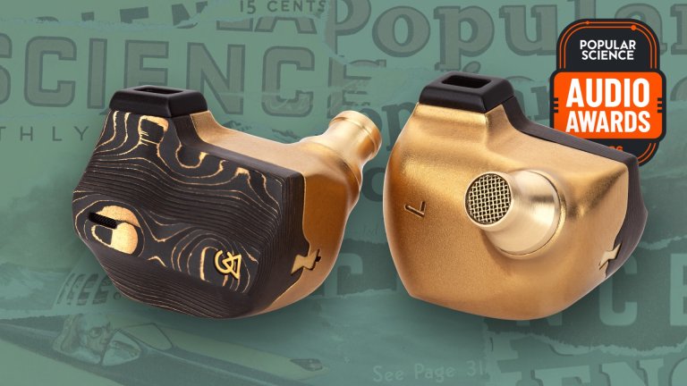 Campfire Audio Chimera in-ear monitors in gold and Damascus-patterned carbon