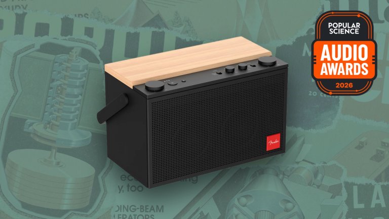 Fender Audio ELIE 12 portable Bluetooth speaker in black with a wood top