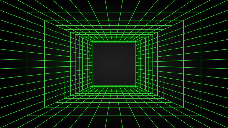 d wireframe perspective grid room template design vector illustration background. Empty 3 dimension virtual room with perspective wireframe grid geometric sketch. Cyber virtual line interior frame.