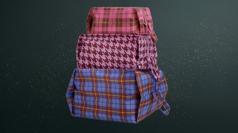 BAGGU 3D Zip Set on a green sparkly travel gift guide background