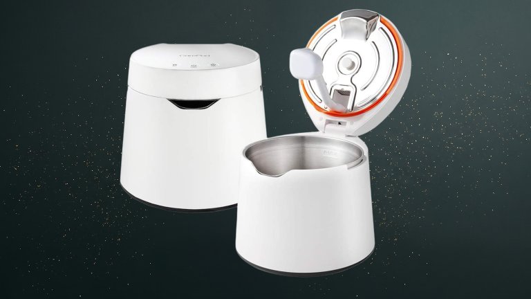 White Carepod One Stainless Steel Humidifier against a green speckled practical gift guide background