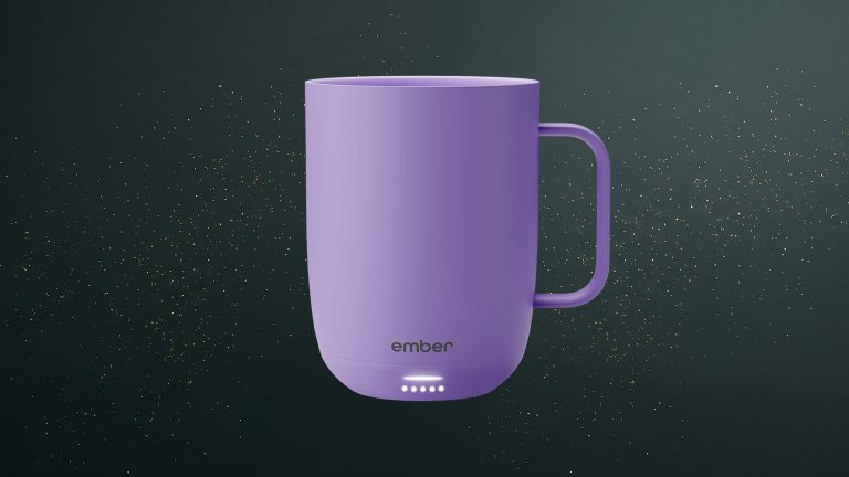Purple Ember-Mug-3 heated mug against a green speckled practical gift guide background
