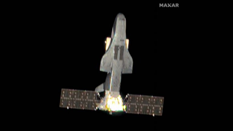 An orbital photo of underside of secret Chinese space plane, Shenlong.