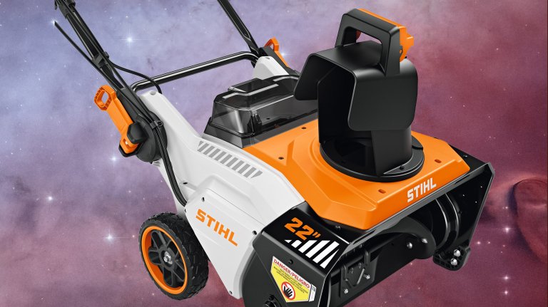Stihl SFA 120 snow thrower on an angle