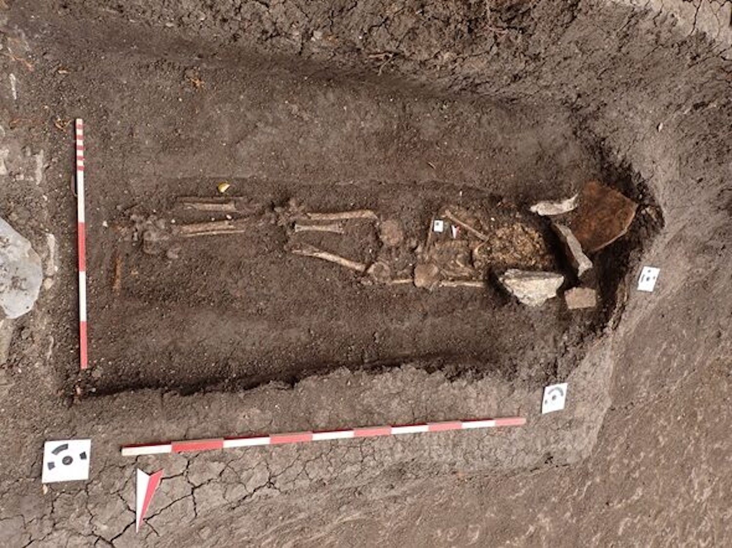 Child's excavated grave in Roman cemetery in Bulgaria