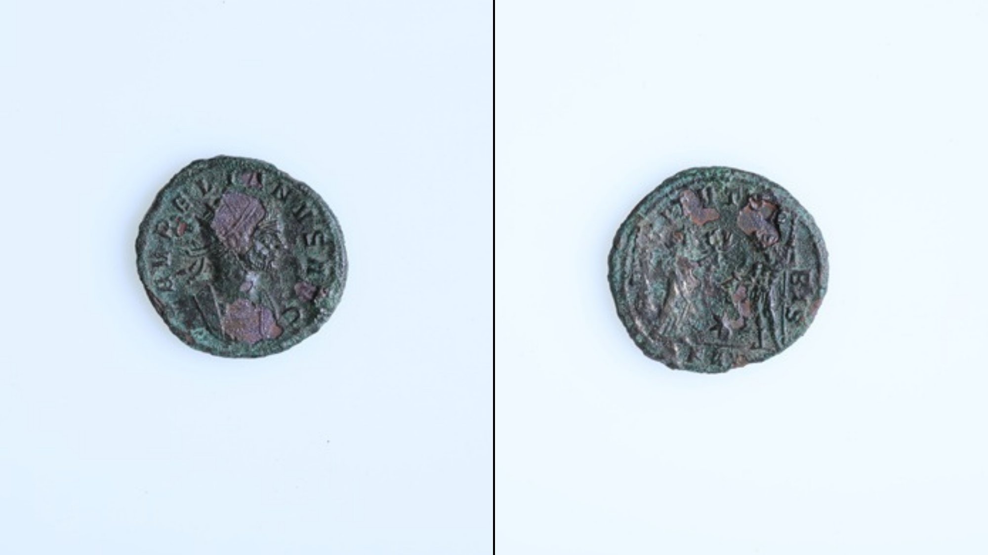 Front and back of Roman bronze coin