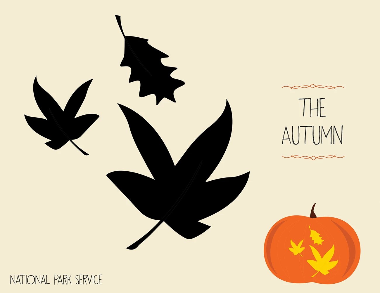 a pumpkin carving pattern of fall leaves