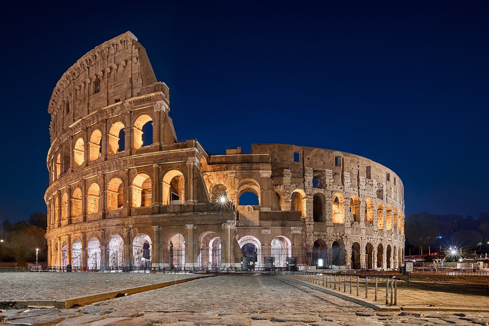 photo of colosseum at night