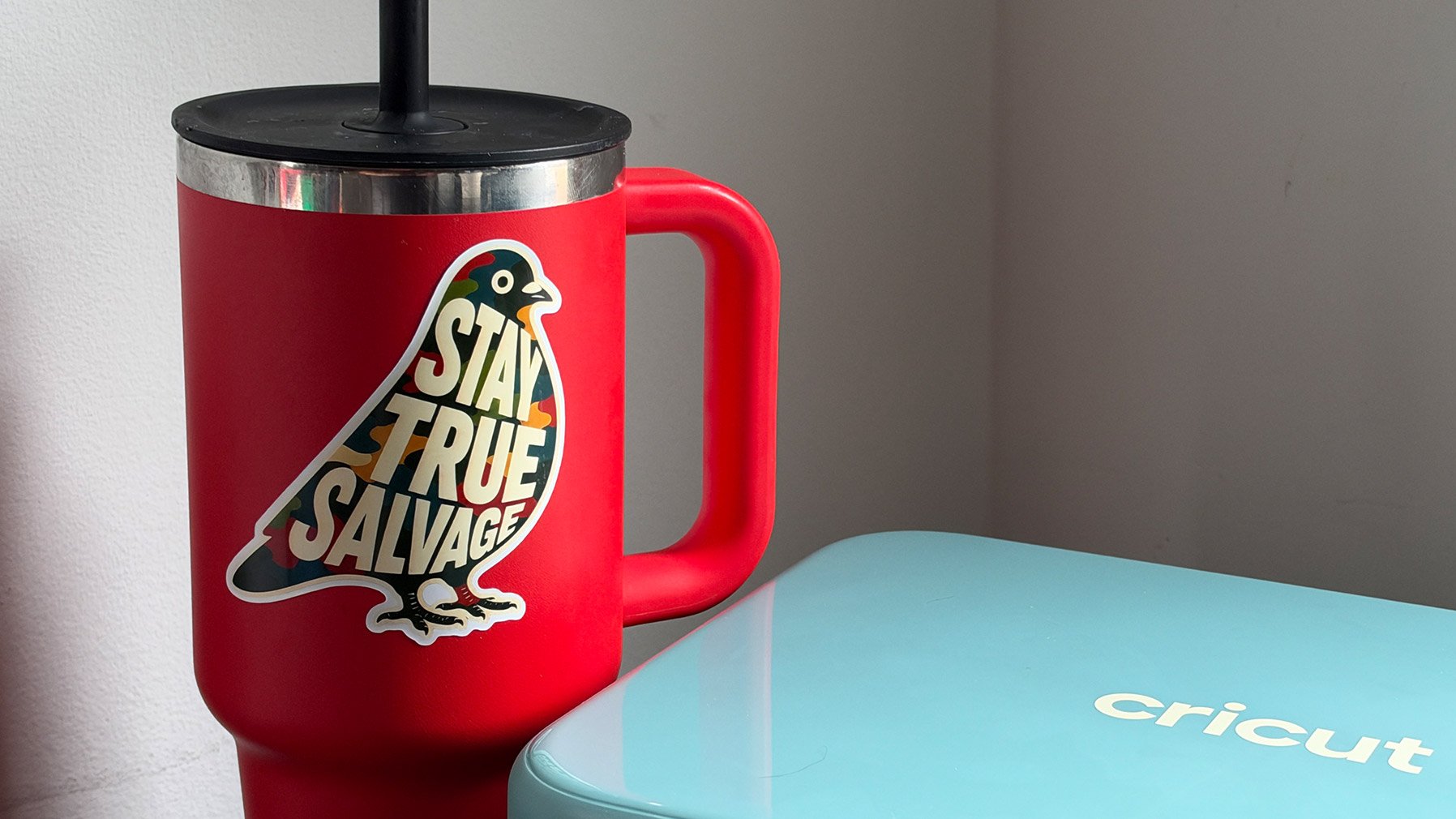 Cricut StickerPix Print + Cut with mug sticker example