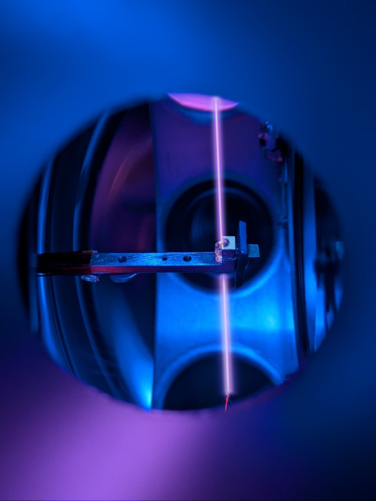 a laser beam and a crystal