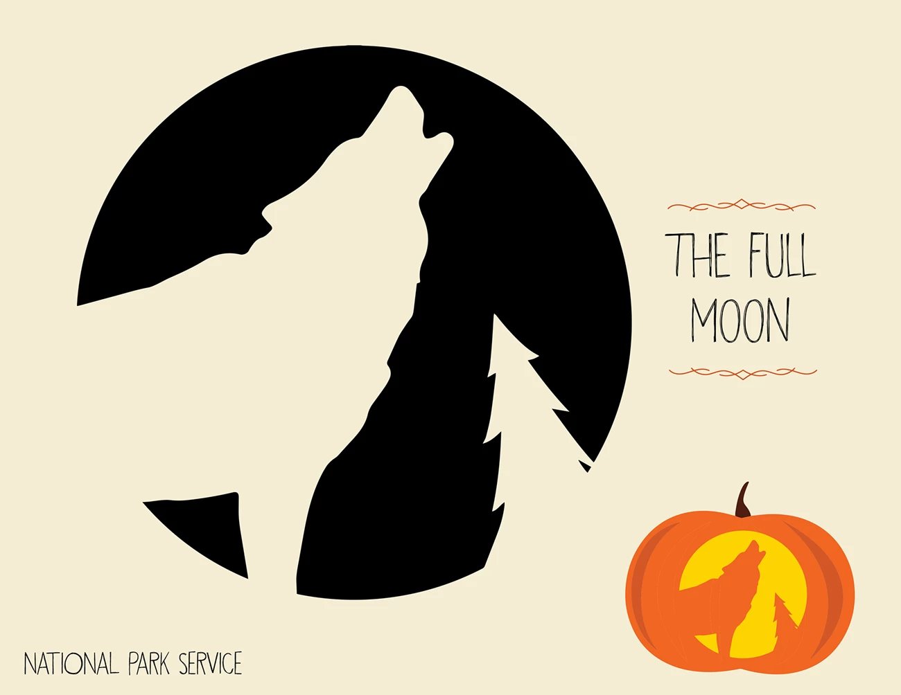 a pumpking carving template of a wolf howling at the moon