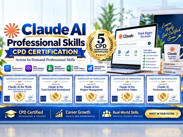 Inside image for learn claude ai for work with four courses for less during deal days Stack Commerce sponsored deal