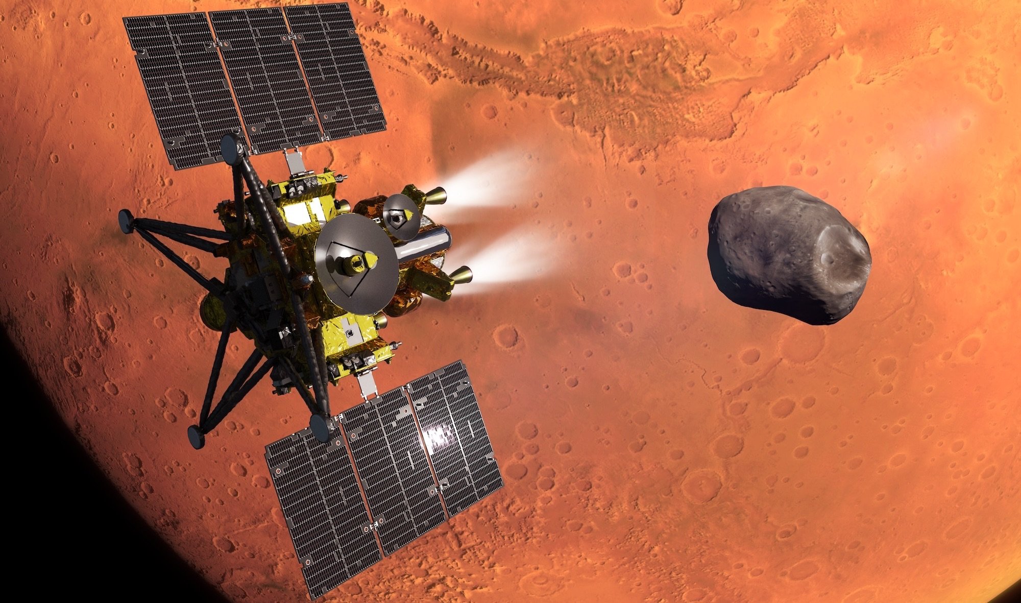 space craft over mars
