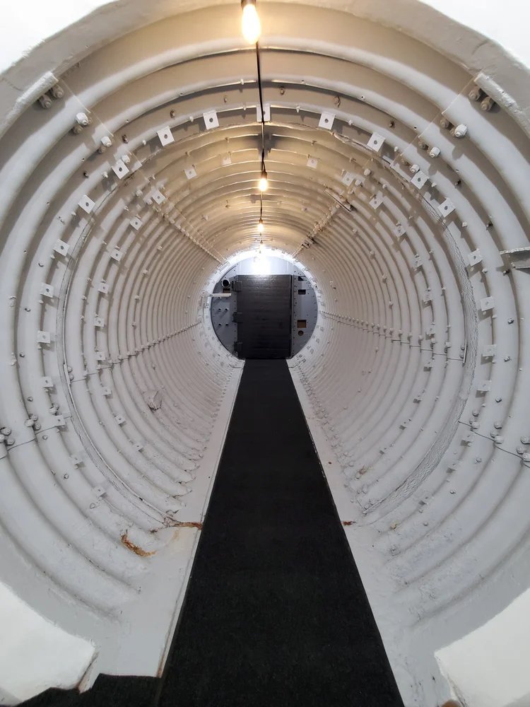 A 40 foot underground tunnel connects the retrofitted launch control to the missile silos. Image: North Star Missile Silo