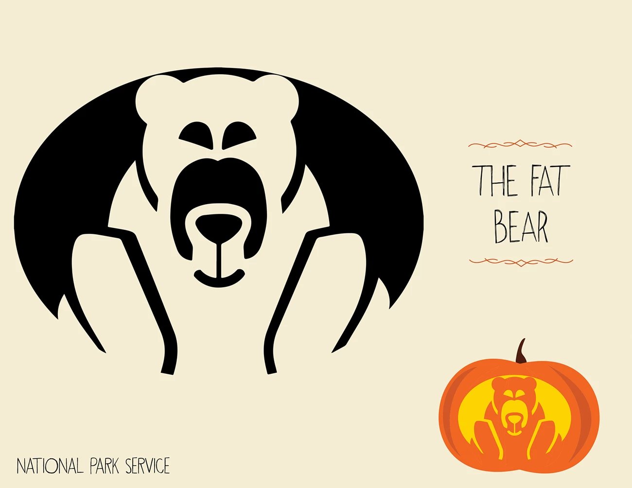 a pumpkin carving template of a bear