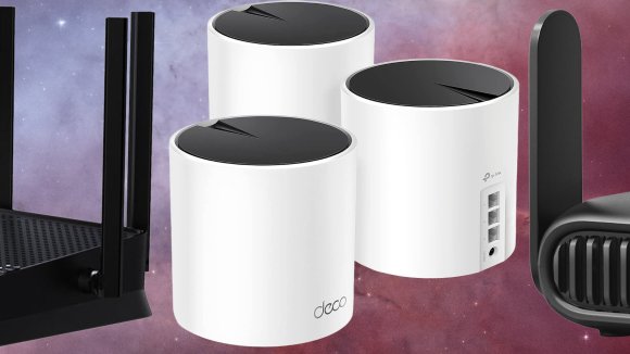 TP-Link networking gear on a space background